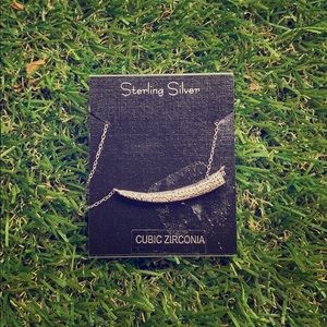 Cubic zirconia sterling silver abstract necklace